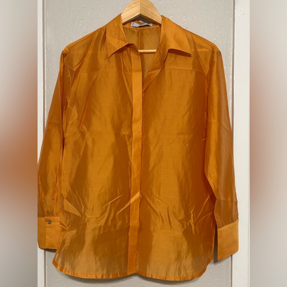 Mango Women's Orange Button Down Shirt